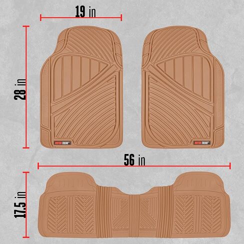 Motor Trend FlexTough™ Baseline Rubber Car Floor Mats with Trunk Mat Cargo Liner, Front & Rear Combo Set fits Most Car SUV Van Coupe Sedan, Heavy Duty All Weather Trim to Fit in Saudi Arabia