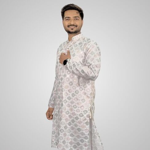 ملابس كورتا الهندية المطرزة القطنية للرجال من KNETLI in Kuwait