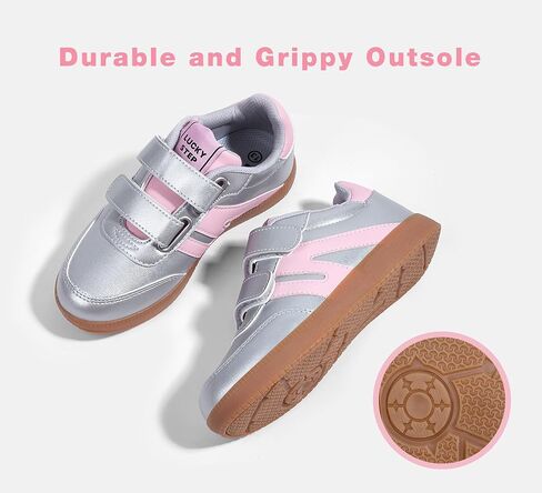 LUCKY STEP Kids Classic Retro Gum Sole Fashion Sneakers School Tennis Skate Shoes Girls Boys Hook and Loop Walking Casual Toddler Footwear Anti Slip Trainers in Saudi Arabia