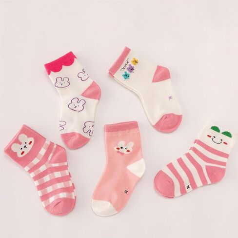 Toddler Girls Boys Kids Crew Socks Novelty Fashion Cotton Socks 5 Pairs in Saudi Arabia