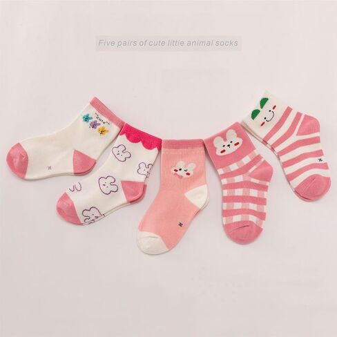 Toddler Girls Boys Kids Crew Socks Novelty Fashion Cotton Socks 5 Pairs in Saudi Arabia