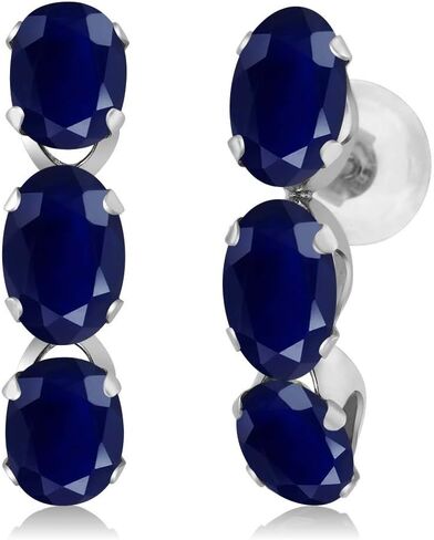 أقراط دائرية من الذهب الأبيض عيار 14 قيراط من Gem Stone King للنساء (3.30 قيراط، أحجار كريمة، بيضاوية 6X4) in Saudi Arabia