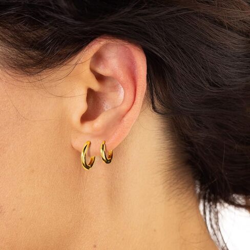 بلانش الذهب هوب أقراط مجموعات النساء 3 أزواج الفضة الاسترليني الصغيرة هوجي الغضروف الأطواق مجوهرات مضادة للحساسية للمرأة البسيطة رقيقة مجموعة الأزياء الجراحية للأذن الحساسة in Kuwait