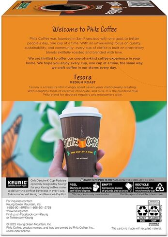 فيلز كوفي تيسورا K-Cup® كبسولة القهوة، خدمة واحدة Keurig® K-Cup® كبسولات، قهوة مشوية متوسطة، 10 قطع in Saudi Arabia