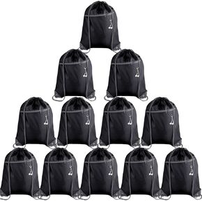 KUUQA 16Pcs Drawstring Backpack with Zipper Pocket Cinch Sack Bulk String Bags
