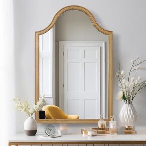 WallBeyond Arched Wood Mirror 24" x 36" Farmhouse Arched Wall Mirror for Bathroom Wood Wall Decor Mirror for Hallway Bedroom Living Room