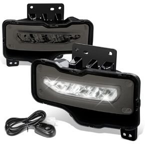 DNA MOTORING FL-ZTL-372-SM Pair of LED Fog Lights with Wiring Harness & Switch Compatible with 16-18 GMC Sierra 1500/2018 Sierra 1500 Limited,Smoked Lens