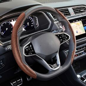 Car Steering Wheel Cover, Car Carbon Fiber Anti-Skid Steering Wheel Cover, Segmented Steering Wheel Protector, Car Interior Accessories Universal 99% Car Wheel Cover Protector (Gray)