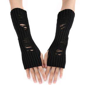 VASANA 30CM Ripped Fingerless Glove Arm Warmer Crochet Glove Girl Torn