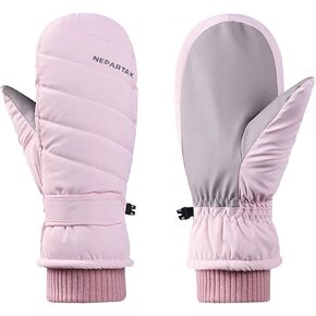 Winter Ski Mittens for Women, Waterproof Thermal Ski Gloves Anti-Slip Touchscreen Snow Mittens for Cold Weather