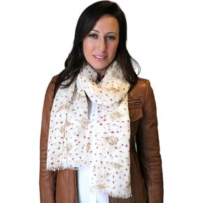 Anika Dali Women's Cute Owl Bird Print Scarf in Soft Lightweight Wool (2 Colors)