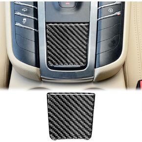 SUNJIKA Compatible with Carbon Fiber Center Console Gear Shifter Button Panel Frame Cover Trim Interior Accessories for Porsche Macan 2014 2015 2016 2017 2018 2019 2020 2021 (Black 1pc)