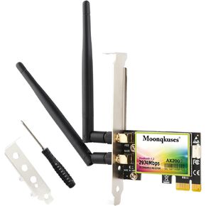 WiFi 6E Card 5400Mbps PCIe with Bluetooth 5.3, Intel WiFi 6E AX210 Chip, Tri-Bands (6GHz/5GHz/2.4GHz) Wireless Adapter with MU-MIMO, WPA3, OFDMA, Ultra-Low Latency, Support Windows 11/10(64Bit)