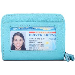 KALMORE Wallets for Women Genuine Leather Double Zipper RFID Blocking Purse with Coin Pocket