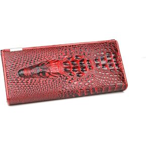 Genuine Leather Purse Wallet Crocodile Long Clutch Wallets Women Female Coin Purses Holders (Blue)