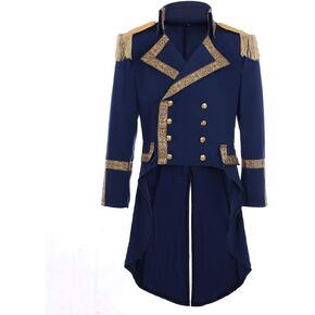Men's Musical Hamilton Historical Colonial Costume Steampunk Tailcoat Jacket Gothic Victorian Frock Coat Uniform
