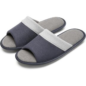 Anmerl House Slippers for Women and Men Soft Cotton Open Toe Memory Foam All Seasons Washable Home Shoes Bedroom Slippers