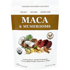 Cherie Sweet Heart Maca Mushrooms Blend (Maca + Reishi + Coconut Milk + Cinnamon + Ginger), 6oz Bag, 15 Servings — Organic, Non-GMO, Vegan, Gluten-Free