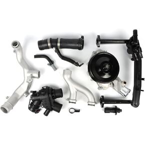 1set Cooling System Replace Kit AJ813909 LR092992 Engine Water Pump Hose Cooling System Thermostat with Sensor Compatible with Jaguar F-Type F-Pace XF XE XJ Discovery Land Rover Sport LR4