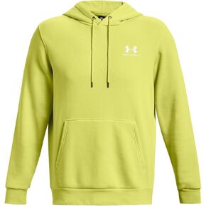UNDER ARMOUR Men's UA Essential Fleece Hoodie, X-Large, Lime Yellow / White