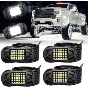 SHINIGHT 12 Pods White Rock Lights 6000K Pure White Super Bright Underglow Light,10FT/3M Extension Wires Each Light,36 LED SMD Chips,Waterproof IP68,Rock Lights for Trucks UTV ATV SUV Boats