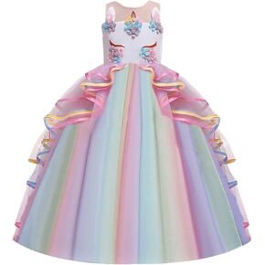 FMYFWY Unicorn Costume for Girls Sleeveless Long Tulle Birthday Pageant Party Dress Halloween Christmas Wedding Prom Gown in Kuwait