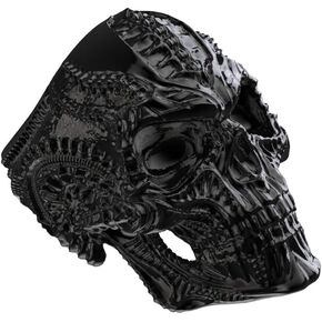 New Mens Stainless Steel Skull Head Ring Punk Skeleton Biker Band Vintage Silver Black Jewelry