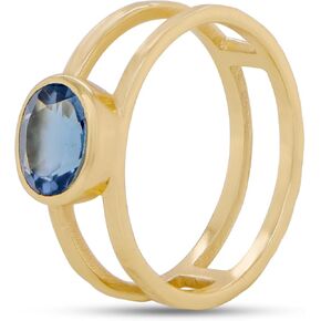 18k Gold Vermeil Ring Oval Real Gemstone Ring Gold Plated 925 Sterling Silver Stackable Statement Ring Band For Women