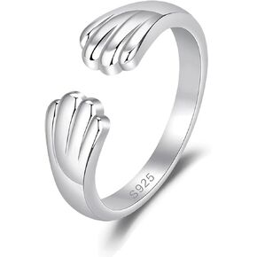Cat Paw Ring for Women, Cat Paw Print Hug Ring Cat Claw Embrace Imprint Ring Open Adjustable Pet Memorial Ring for Pet Lovers