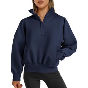 PRETTYGARDEN Womens Half Zip Sweatshirts Hoodies 2024 Trendy Long Sleeve Pullover Tops Fall Winter Outfits with Pockets