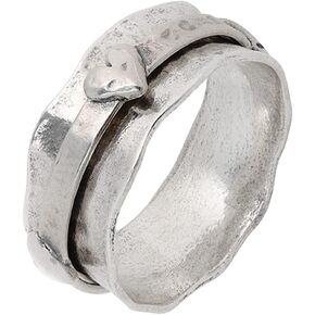 Paz Creations Women's 925 Sterling Silver Heart Spinner Ring - Boho Style Fidget Ring With Sturdy Band - Handmade Artisan Jewelry, Gift Ready For Her