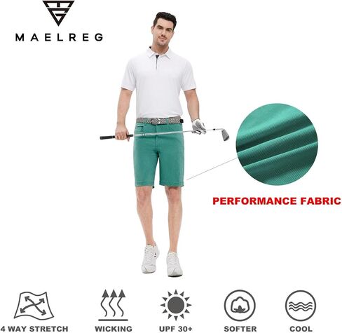 Mens Golf Shorts Casual 10'' Inseam Stretch Waist Lightweight Striped Flat Front Quick Dry Hybrid Flex Shorts for Men in Saudi Arabia