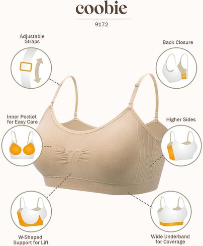 Coobie Women's Seamless Scoopneck Cami Bra with Back Closure Full Coverage T-Shirt Bra in Kuwait