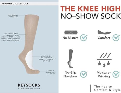 KEYSOCKS Knee High Socks for Women, Classic Light, No Show in Saudi Arabia