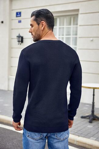 COOFANDY Men's Waffle Henley Shirts Crewneck Lightweight Sweater Long Sleeve Causal Knitted Pullover T Shirt in Saudi Arabia