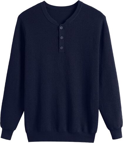 COOFANDY Men's Waffle Henley Shirts Crewneck Lightweight Sweater Long Sleeve Causal Knitted Pullover T Shirt in Saudi Arabia