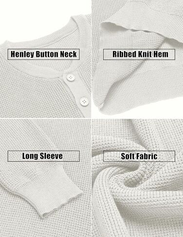 COOFANDY Men's Waffle Henley Shirts Crewneck Lightweight Sweater Long Sleeve Causal Knitted Pullover T Shirt in Saudi Arabia