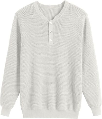 COOFANDY Men's Waffle Henley Shirts Crewneck Lightweight Sweater Long Sleeve Causal Knitted Pullover T Shirt in Saudi Arabia