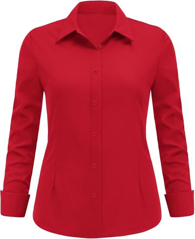 IN'VOLAND Women's Plus Size Long Sleeve Button Down Shirts Casual Collared Office Shirt Blouses Tops in Saudi Arabia