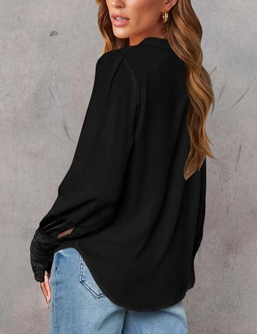 Fallorchid Women's Lace Long Sleeve Tops Button Down Shirts Dressy Casual Blouses Fall Fashion Clothes in Saudi Arabia