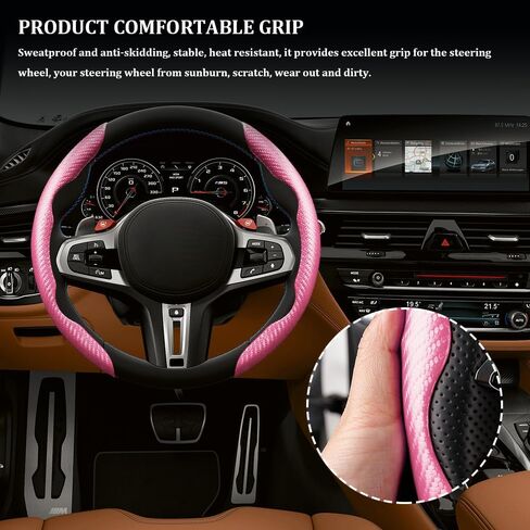 Car Steering Wheel Cover, Car Carbon Fiber Anti-Skid Steering Wheel Cover, Segmented Steering Wheel Protector, Car Interior Accessories Universal 99% Car Wheel Cover Protector (Gray) in Kuwait