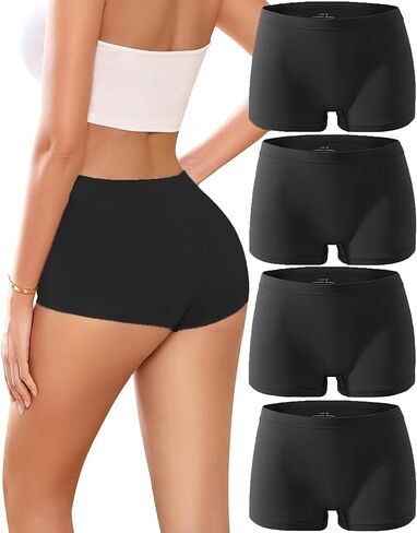 Boy Shorts Underwear for Women Seamless Boxer Shorts Underwear Soft Stretch Boyshort Panties 4 Pack in Saudi Arabia