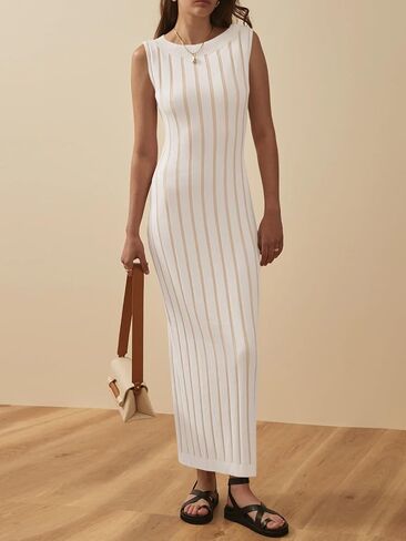 Wenrine Womens Sleeveless Sweater Dress Mock Neck Ribbed Knit Fall Tank Maxi Dresses in Saudi Arabia