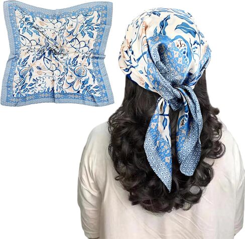 Women Head Hair Scarf, Square Satin Head Scarves Satin Silk Sleeping Scarf Neck Wrap Headscarf Decoration for Women in Saudi Arabia
