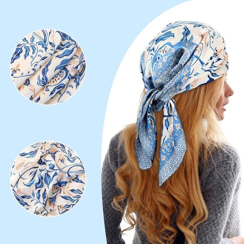 Women Head Hair Scarf, Square Satin Head Scarves Satin Silk Sleeping Scarf Neck Wrap Headscarf Decoration for Women in Saudi Arabia