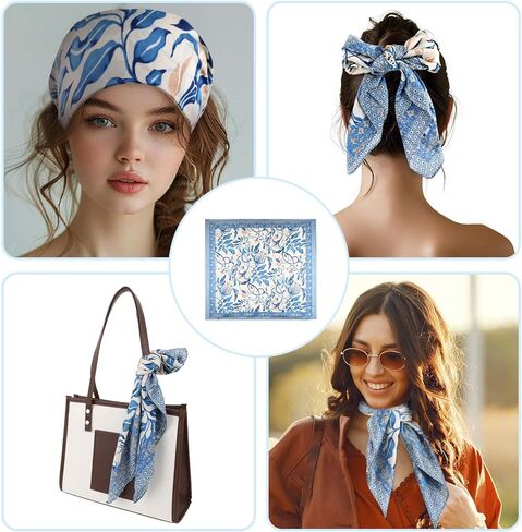 Women Head Hair Scarf, Square Satin Head Scarves Satin Silk Sleeping Scarf Neck Wrap Headscarf Decoration for Women in Saudi Arabia