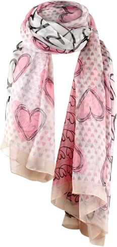 وشاح عيد الحب مطبوع على شكل قلب للنساء هدية العيد وشاح طويل للجنسين خفيف الوزن وناعم وشفاف in Kuwait