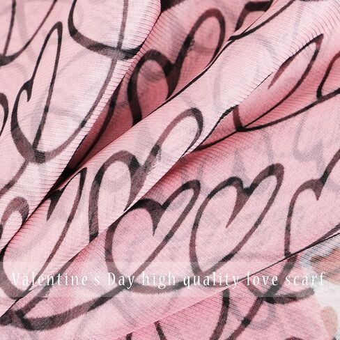 وشاح عيد الحب مطبوع على شكل قلب للنساء هدية العيد وشاح طويل للجنسين خفيف الوزن وناعم وشفاف in Kuwait