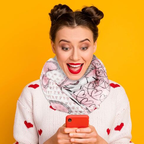 وشاح عيد الحب مطبوع على شكل قلب للنساء هدية العيد وشاح طويل للجنسين خفيف الوزن وناعم وشفاف in Kuwait