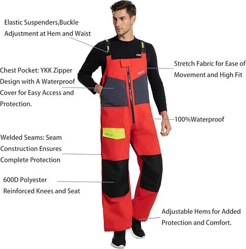 سترة وسروال مريلة للإبحار للرجال - مجموعة مكونة من 3 طبقات من Ocean PRO، مقاومة للماء، ومسامية، ومتينة in Kuwait